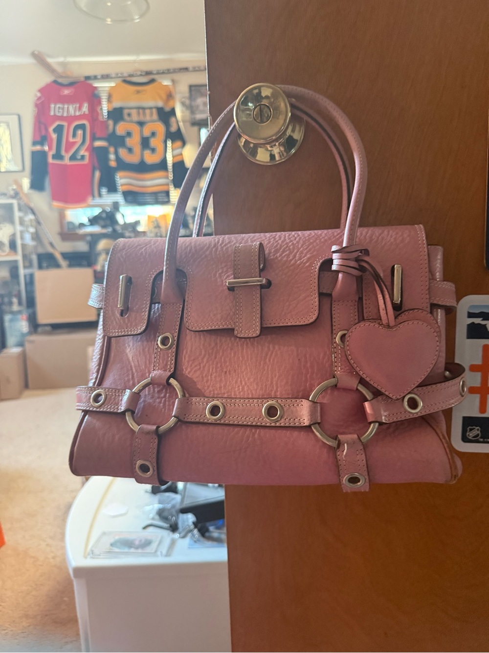 Luella Bartley Pink Leather Satchel Handbag with Heart Charm